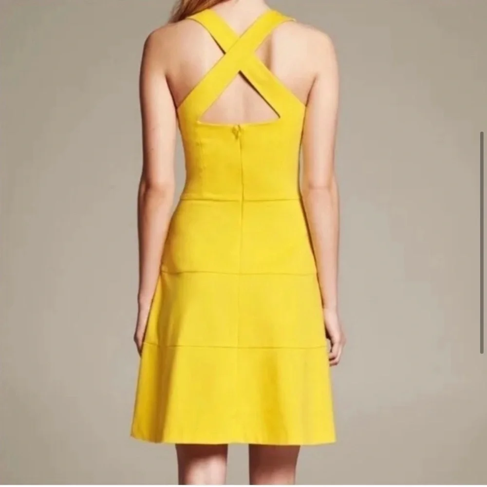 Banana Republic Ponte Cross-back Fit-and-Flare Dress in Tuscan Sun Sz 2 NWT - Picture 4 of 16